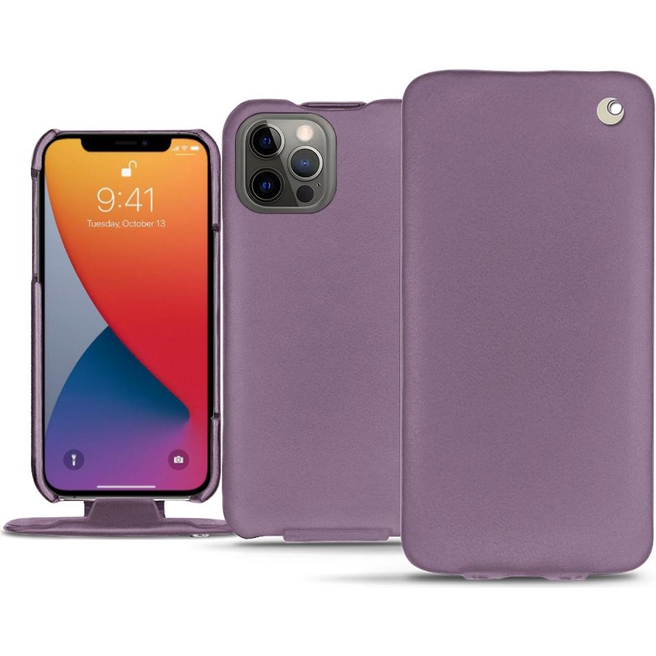 Noreve Lederschutzhülle vertikal (Apple iPhone 13 Pro Max), Smartphone Hülle, Violett