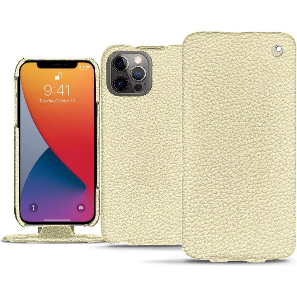 Noreve Lederschutzhülle vertikal (Apple iPhone 13 Pro Max), Smartphone Hülle, Weiss