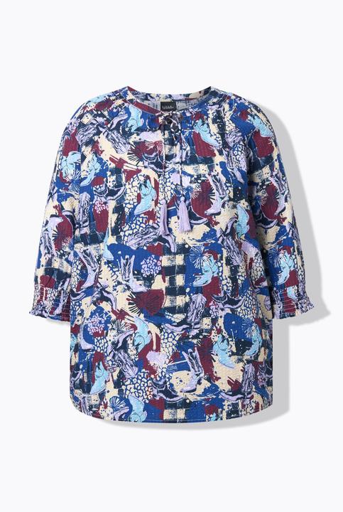 Actual product image Ulla Popken Mixed Western Print Lace Front Blouse (60)
