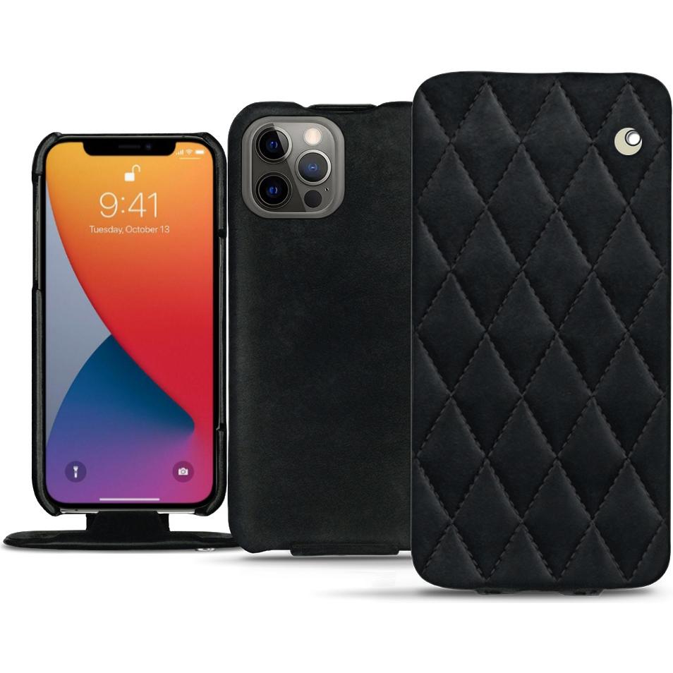 Noreve Lederschutzhülle vertikal (Apple iPhone 13 Pro Max), Smartphone Hülle, Schwarz