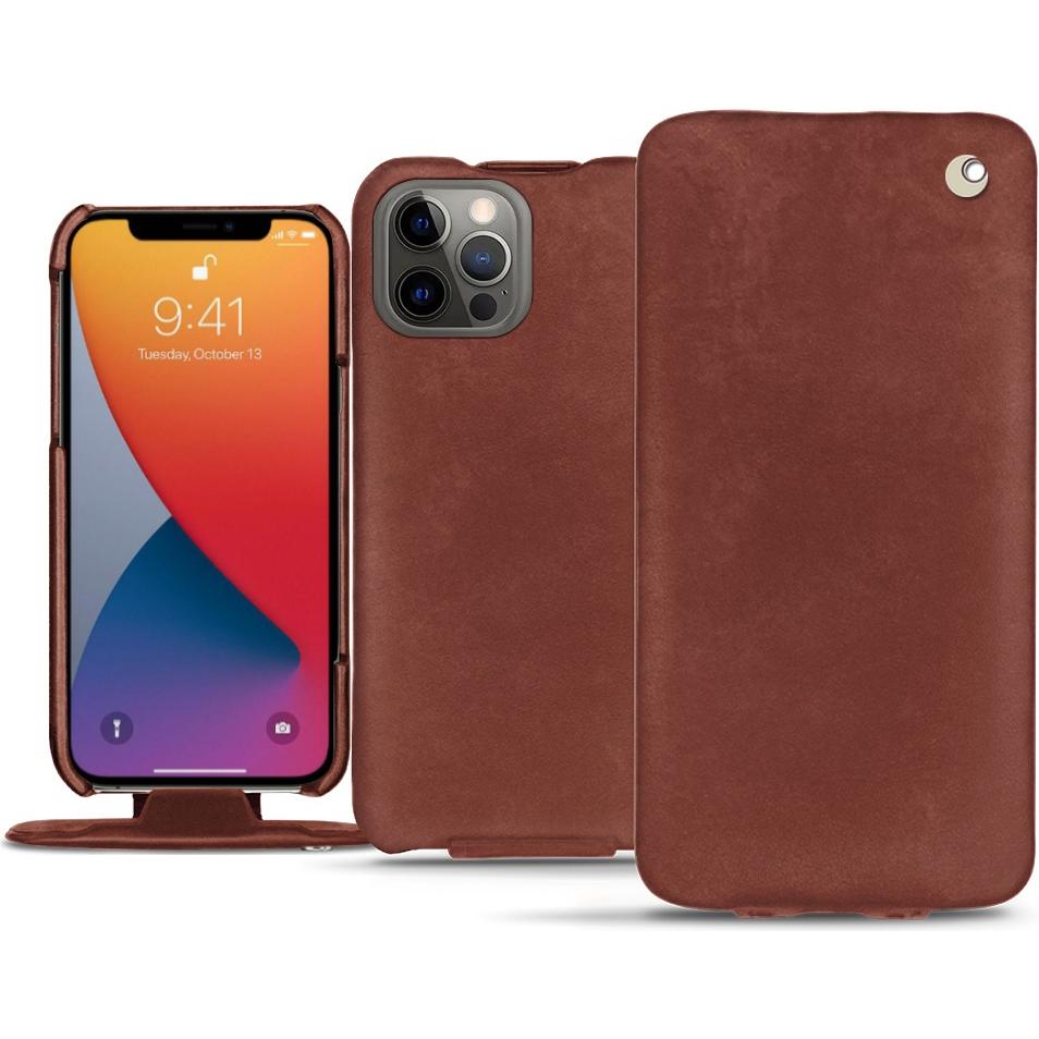 Noreve Lederschutzhülle vertikal (Apple iPhone 13 Pro Max), Smartphone Hülle, Rot