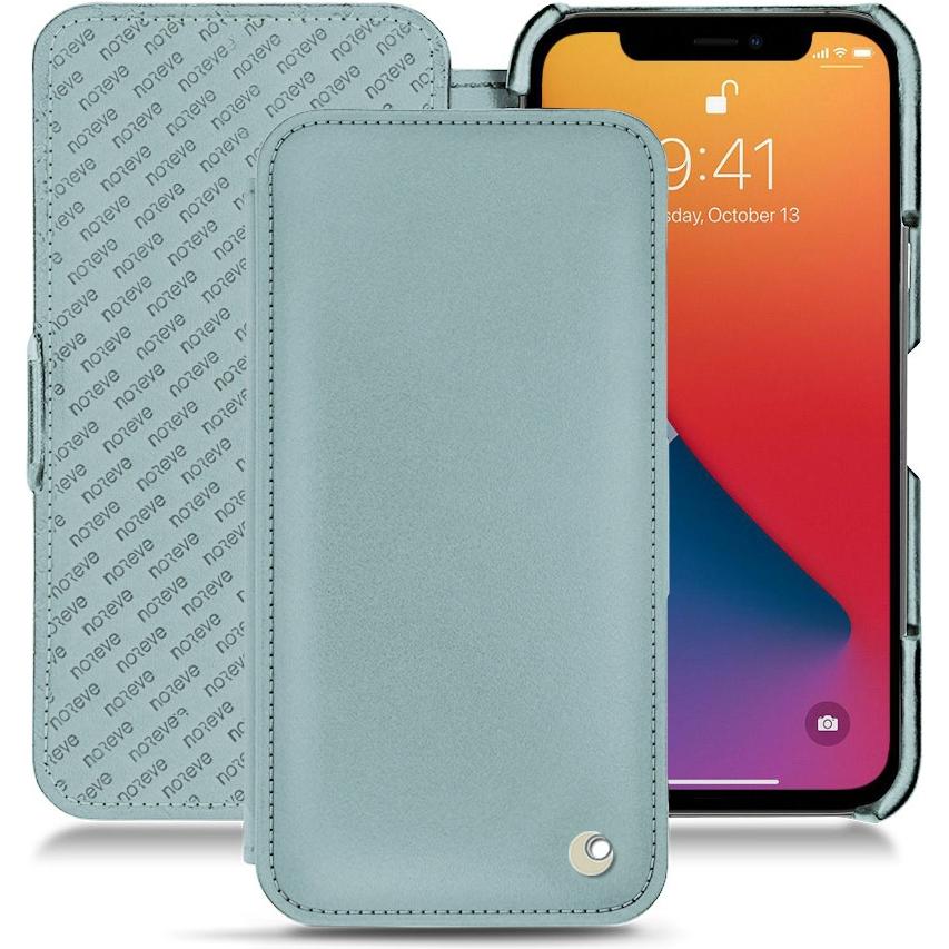 Noreve Lederschutzhülle horizontal (Apple iPhone 13 Pro), Smartphone Hülle, Blau