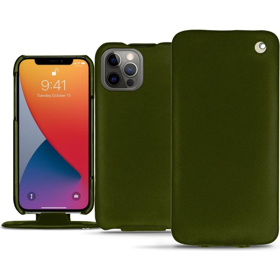 Noreve Lederschutzhülle vertikal (Apple iPhone 13 Pro Max), Smartphone Hülle, Grün