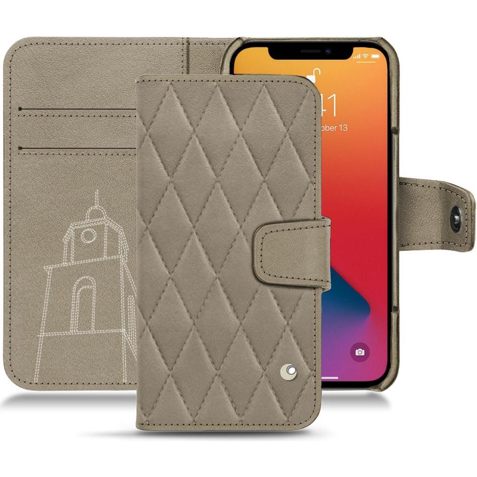 Noreve Lederschutzhülle Wallet (Apple iPhone 13 Pro Max), Smartphone Hülle, Beige
