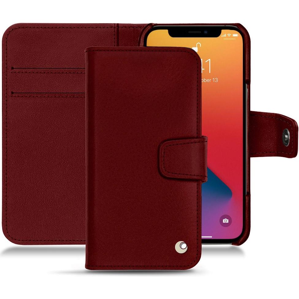 Noreve Lederschutzhülle Wallet (Apple iPhone 13 Pro Max), Smartphone Hülle, Rot
