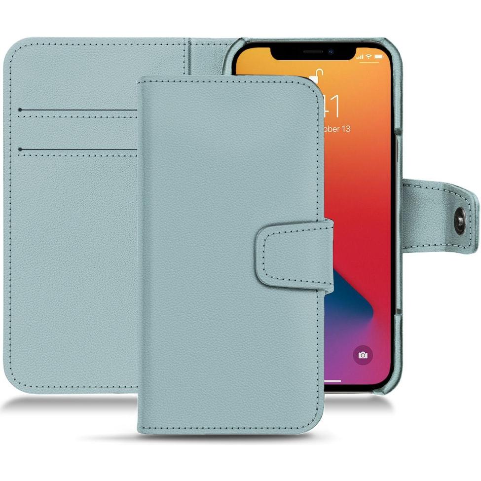 Noreve Lederschutzhülle Wallet (Apple iPhone 13 Pro Max), Smartphone Hülle, Blau