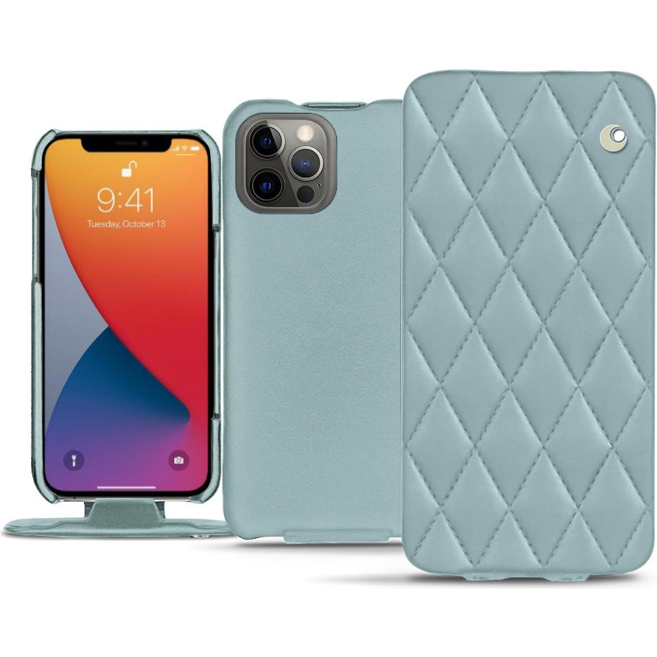 Noreve Lederschutzhülle vertikal (Apple iPhone 13 Pro Max), Smartphone Hülle, Blau