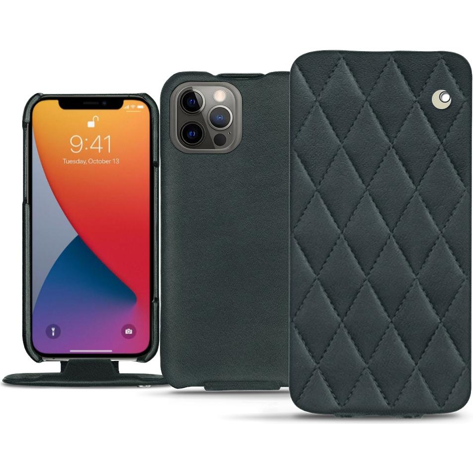 Noreve Lederschutzhülle vertikal (Apple iPhone 13 Pro Max), Smartphone Hülle, Blau