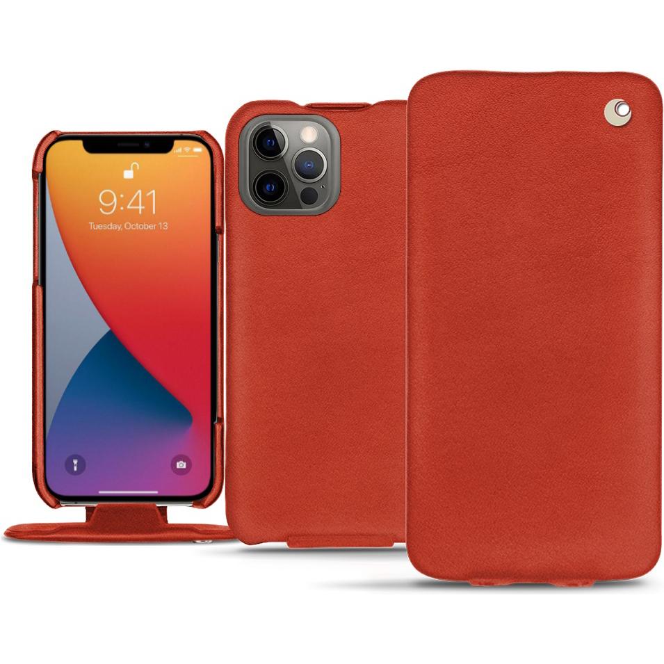 Noreve Lederschutzhülle vertikal (Apple iPhone 13 Pro Max), Smartphone Hülle, Orange