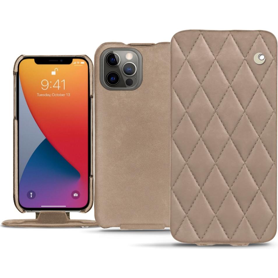 Noreve Lederschutzhülle vertikal (Apple iPhone 13 Pro Max), Smartphone Hülle, Beige