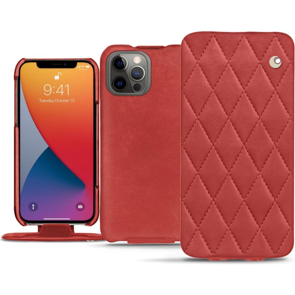 Noreve Lederschutzhülle vertikal (Apple iPhone 13 Pro Max), Smartphone Hülle, Rot
