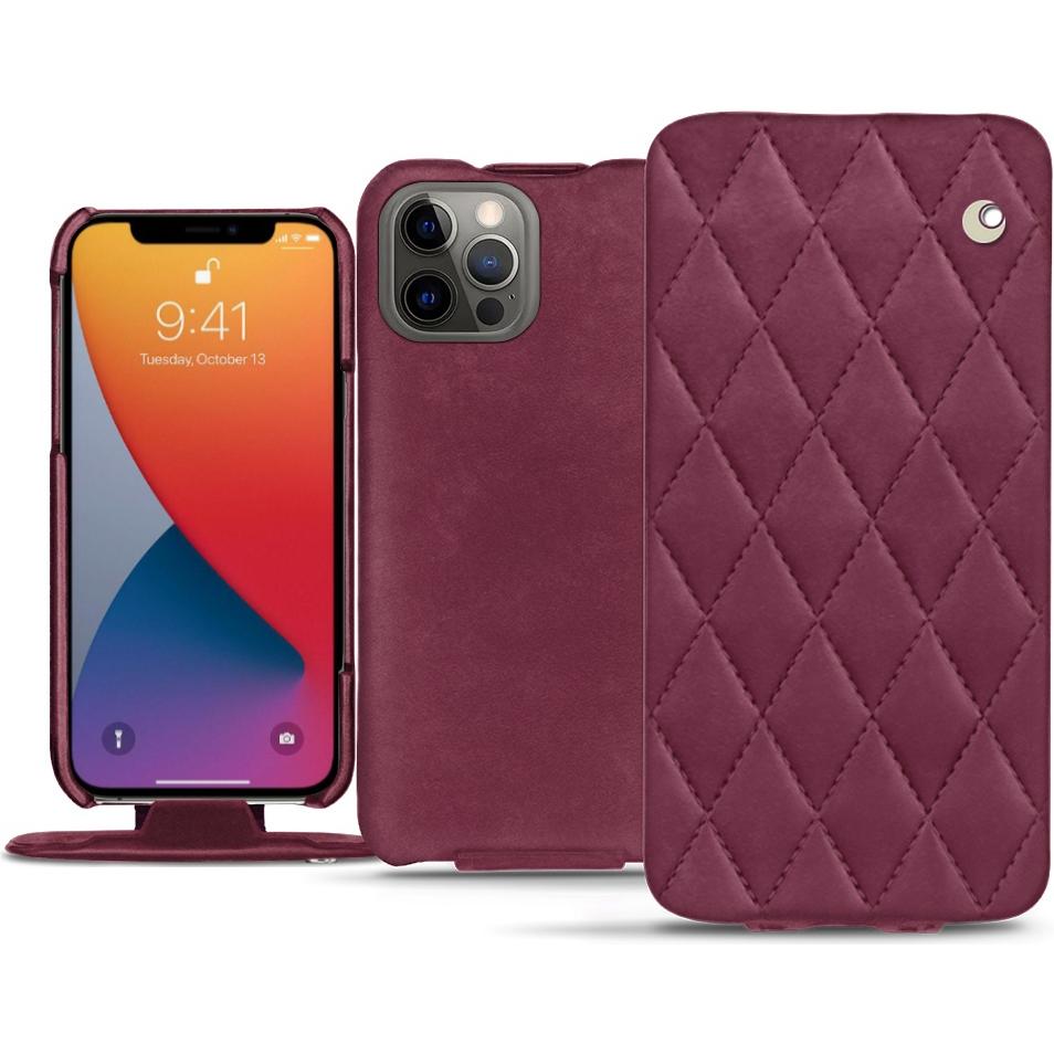Noreve Lederschutzhülle vertikal (Apple iPhone 13 Pro Max), Smartphone Hülle, Violett