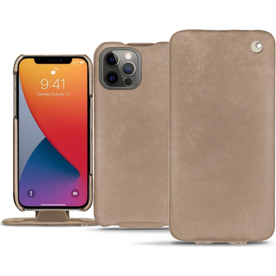 Noreve Lederschutzhülle vertikal (Apple iPhone 13 Pro Max), Smartphone Hülle, Beige