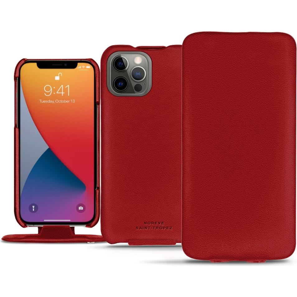 Noreve Lederschutzhülle vertikal (Apple iPhone 13 Pro Max), Smartphone Hülle, Rot