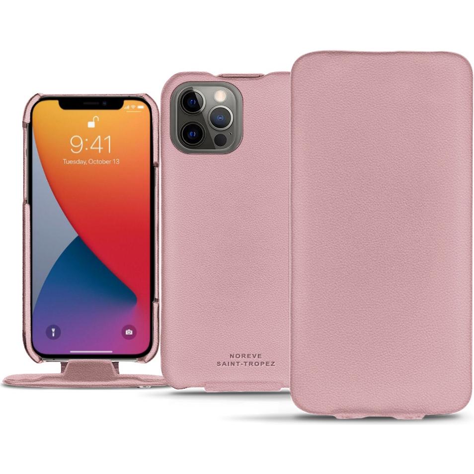 Noreve Lederschutzhülle vertikal (Apple iPhone 13 Pro Max), Smartphone Hülle, Rosa