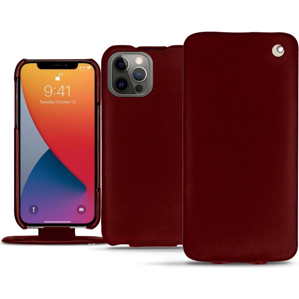 Noreve Lederschutzhülle vertikal (Apple iPhone 13 Pro Max), Smartphone Hülle, Rot