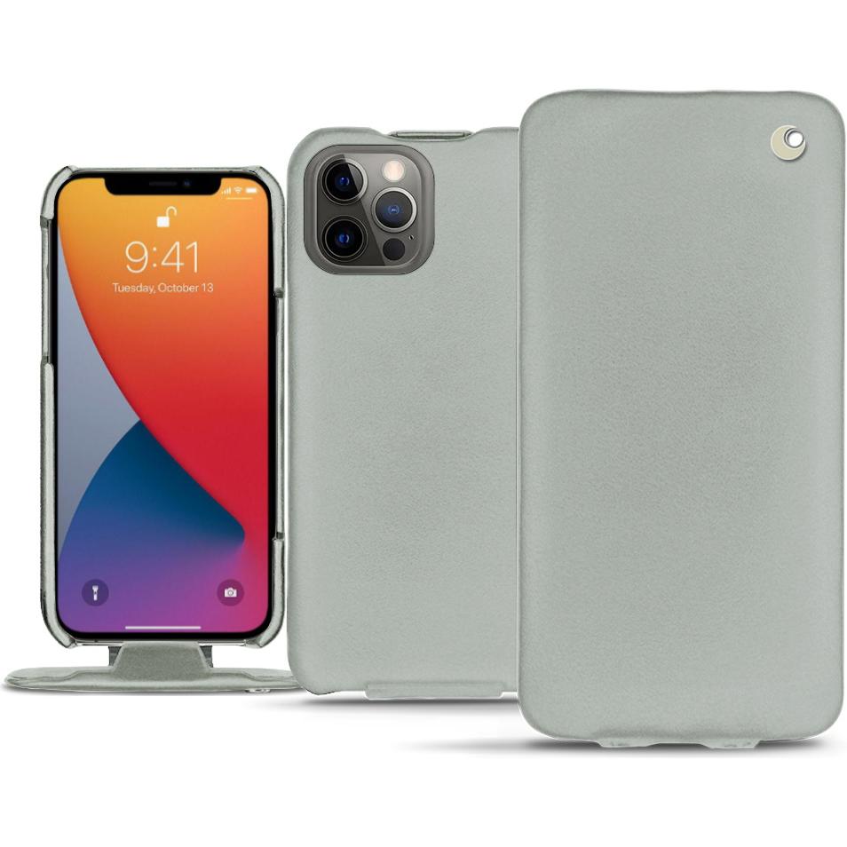 Noreve Lederschutzhülle vertikal (Apple iPhone 13 Pro), Smartphone Hülle, Grau