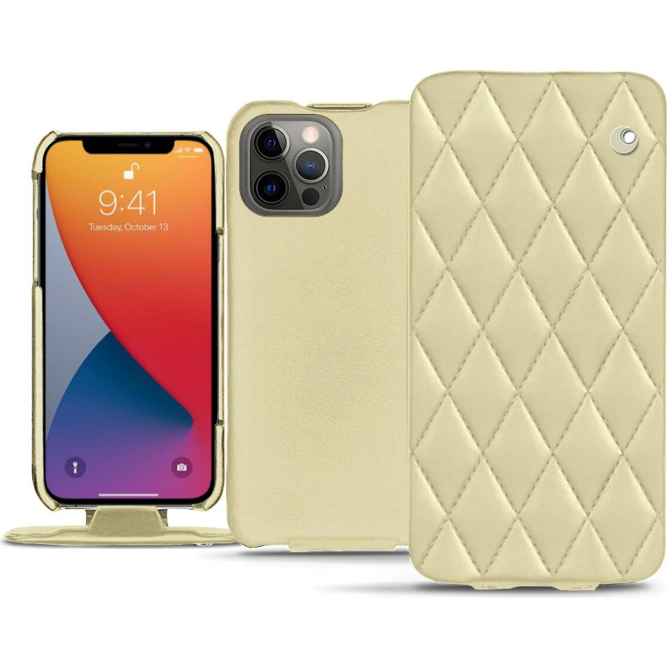 Noreve Lederschutzhülle vertikal (Apple iPhone 13 Pro), Smartphone Hülle, Beige