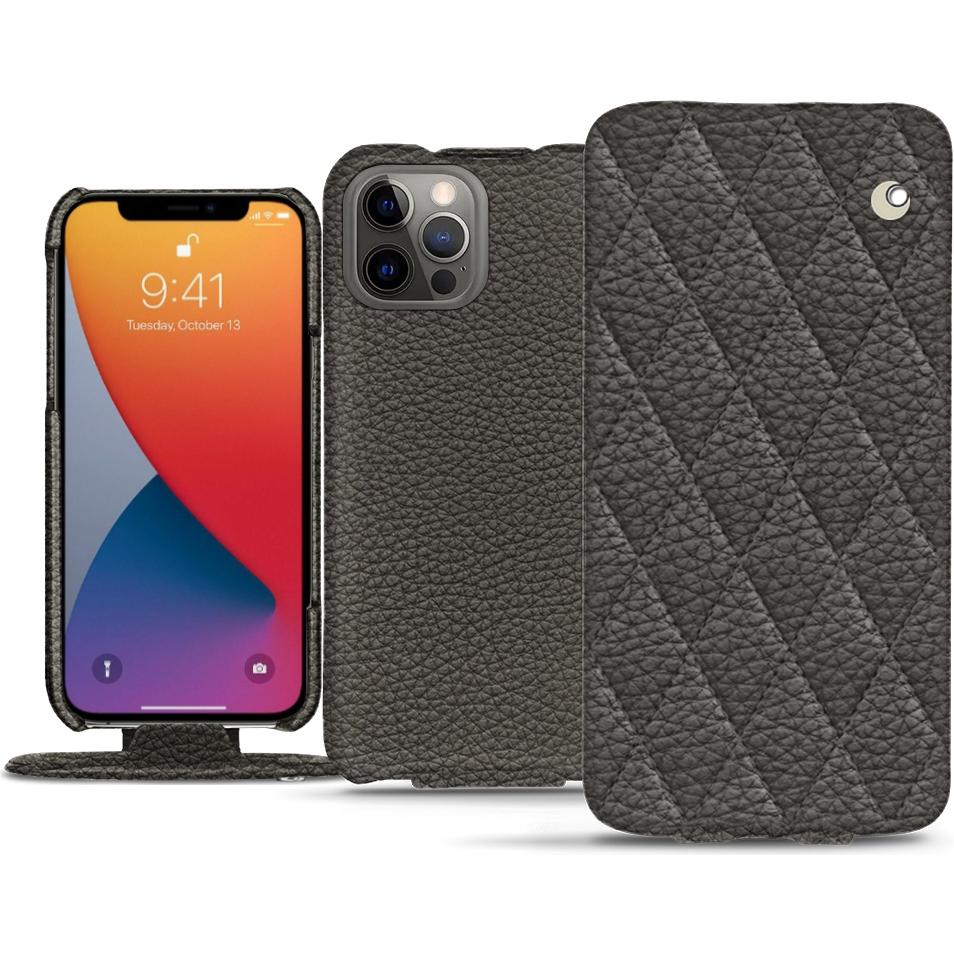 Noreve Lederschutzhülle vertikal (Apple iPhone 13 Pro), Smartphone Hülle, Grau