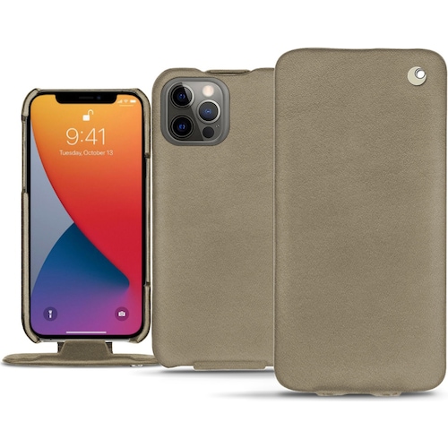 Noreve Lederschutzhülle vertikal (Apple iPhone 13 Pro), Smartphone Hülle, Beige