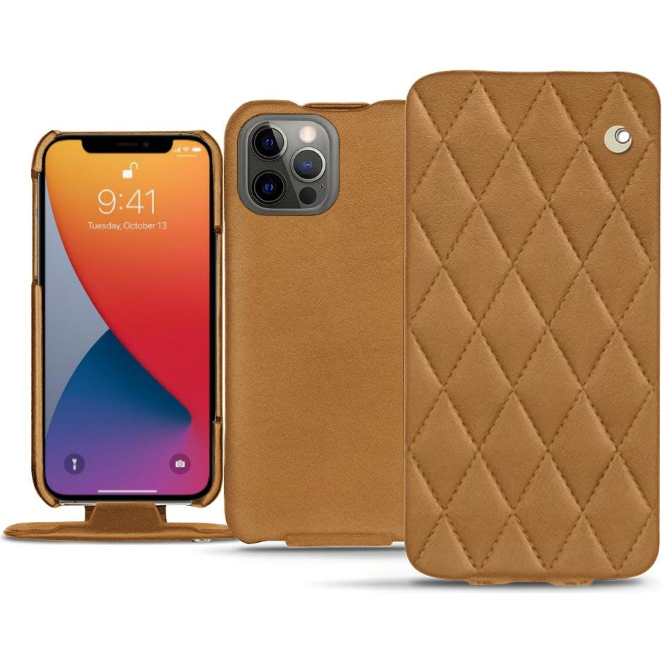 Noreve Lederschutzhülle vertikal (Apple iPhone 13 Pro), Smartphone Hülle, Braun