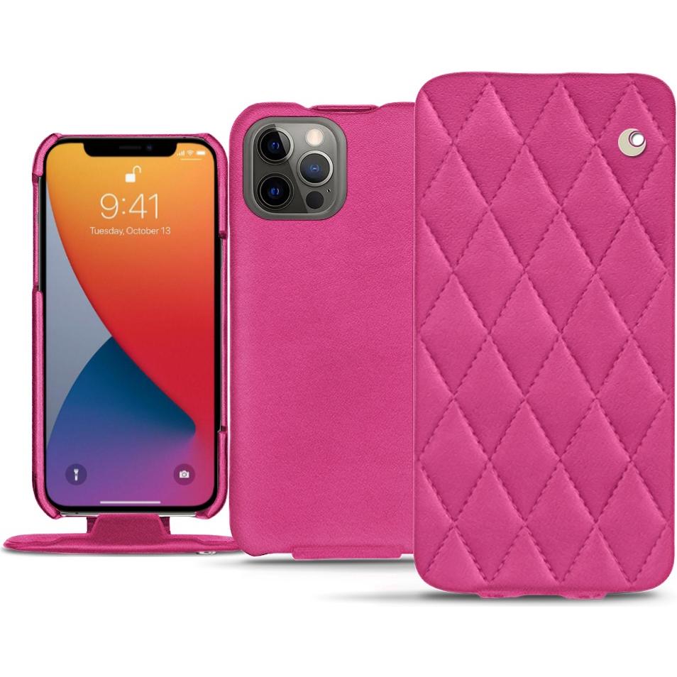 Noreve Lederschutzhülle vertikal (Apple iPhone 13 Pro), Smartphone Hülle, Rosa