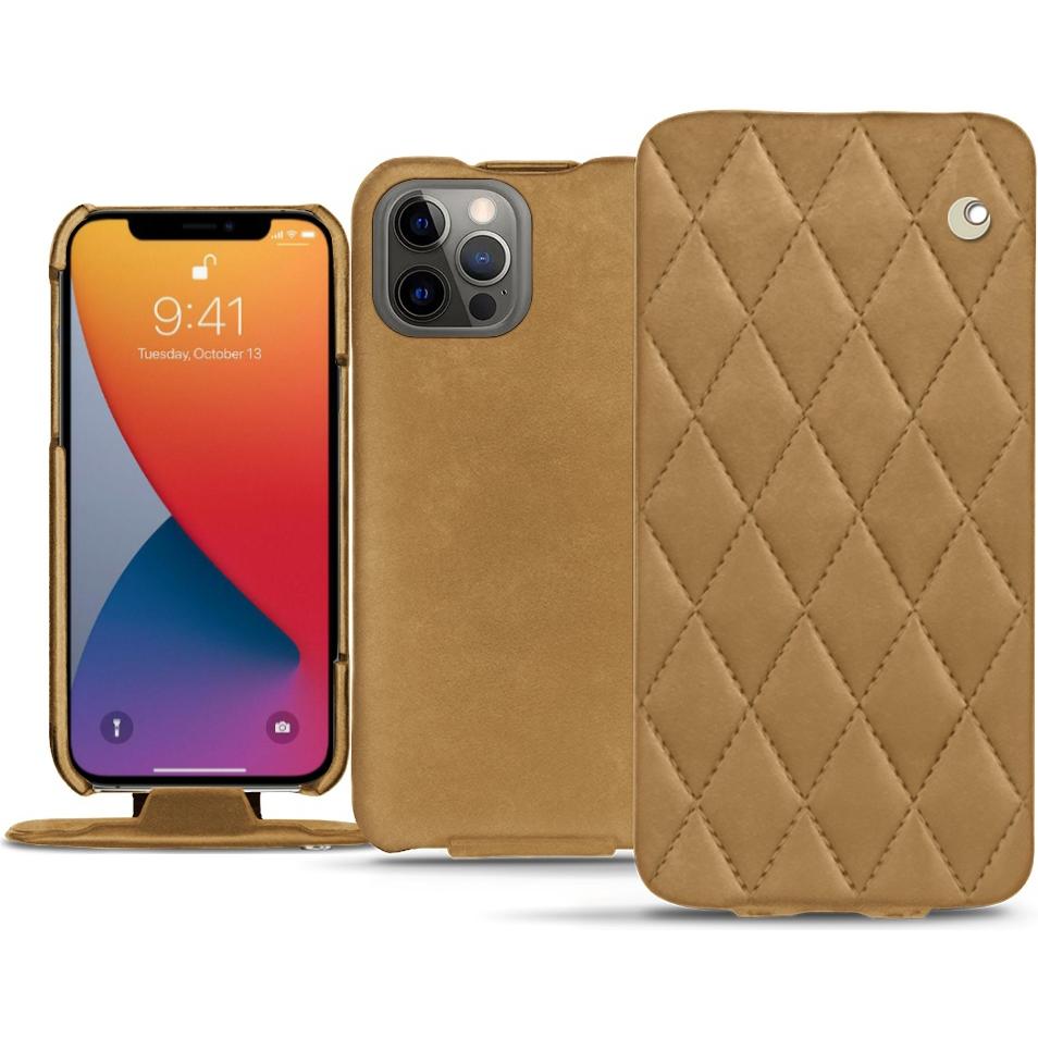 Noreve Lederschutzhülle vertikal (Apple iPhone 13 Pro), Smartphone Hülle, Braun