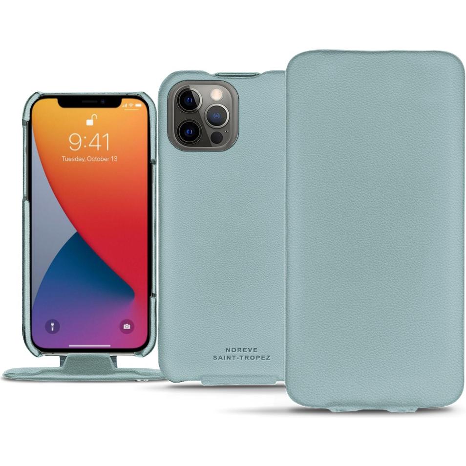 Noreve Lederschutzhülle vertikal (Apple iPhone 13 Pro), Smartphone Hülle, Blau