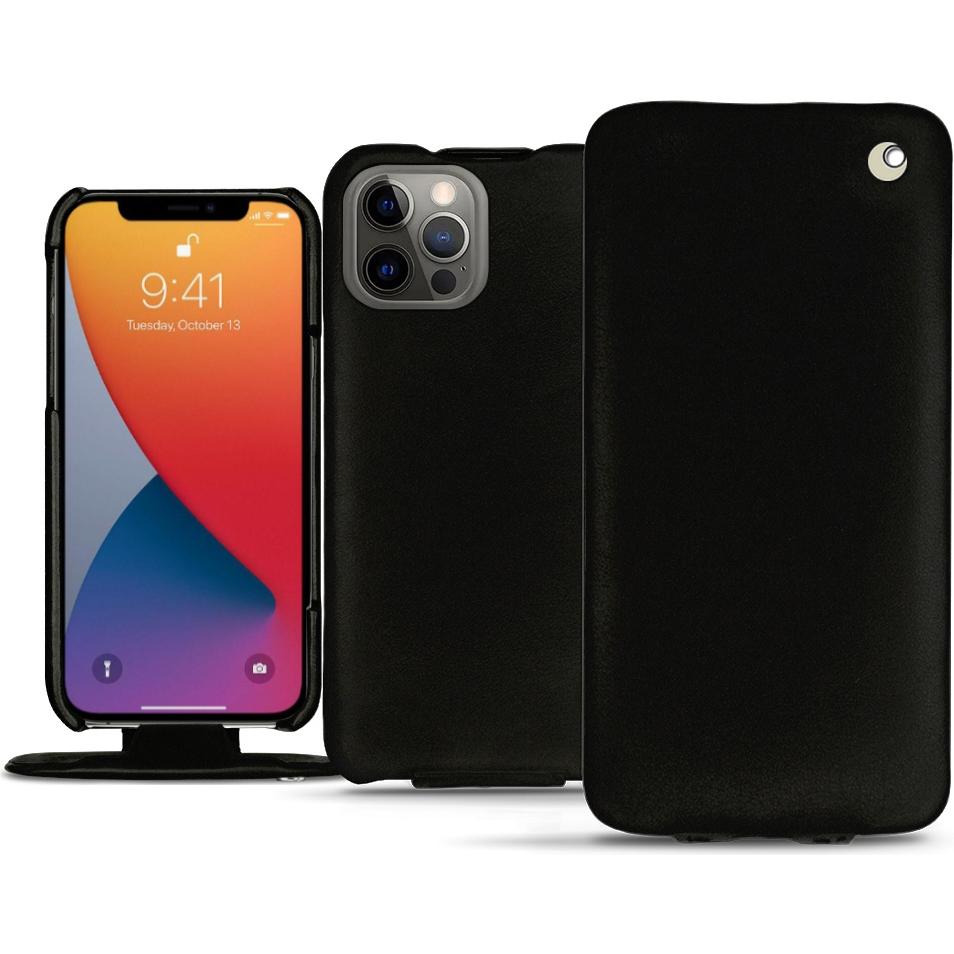 Noreve Lederschutzhülle vertikal (Apple iPhone 13 Pro), Smartphone Hülle, Schwarz