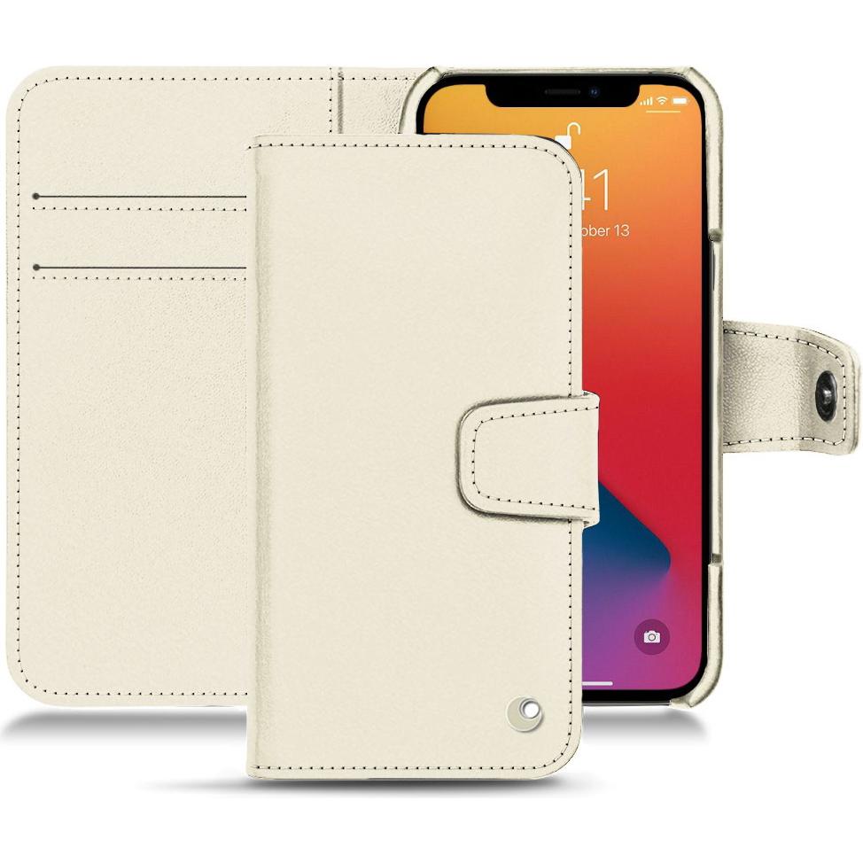 Noreve Lederschutzhülle Wallet (Apple iPhone 13 Pro), Smartphone Hülle, Weiss