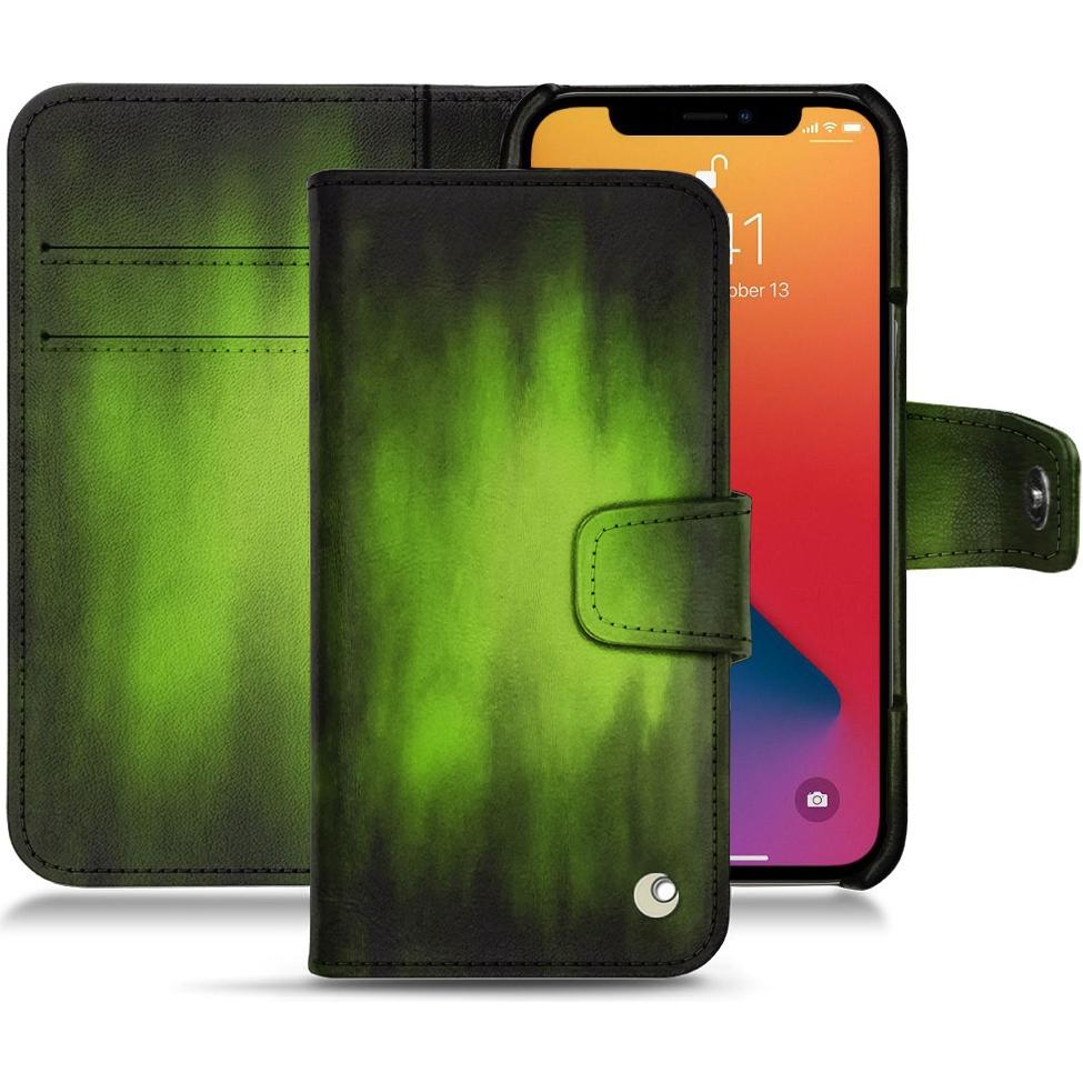 Noreve Lederschutzhülle Wallet (Apple iPhone 13 Pro), Smartphone Hülle, Grün