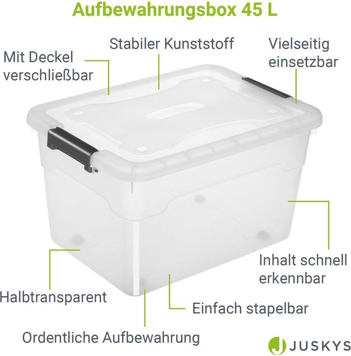 Immagine prodotto Juskys Set di scatole portaoggetti con coperchio (45 l)
