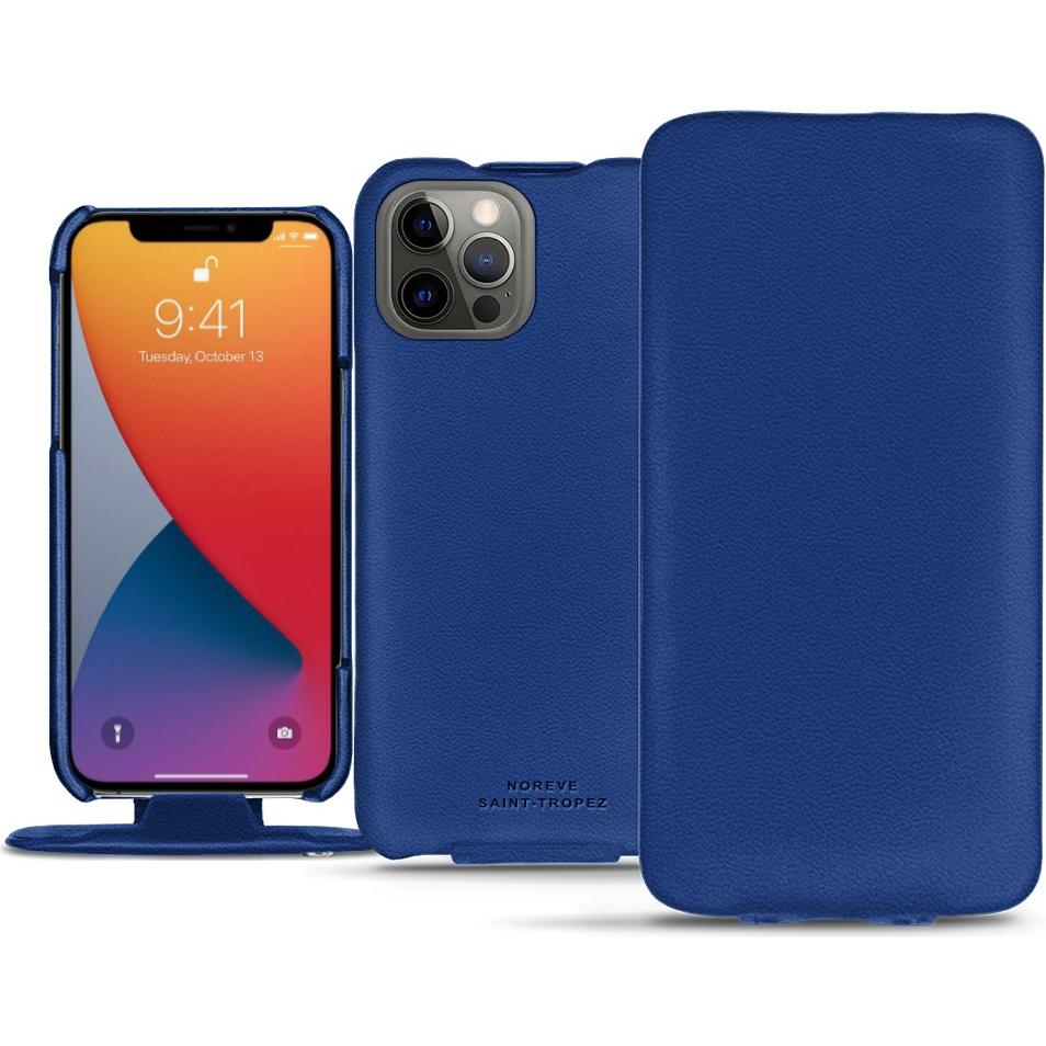 Noreve Lederschutzhülle vertikal (Apple iPhone 13 Pro), Smartphone Hülle, Blau