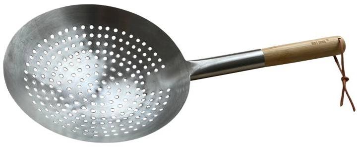 Hot Wok L 53 cm - Rustfrit stål/bambou - Sølvfarvet/naturel
