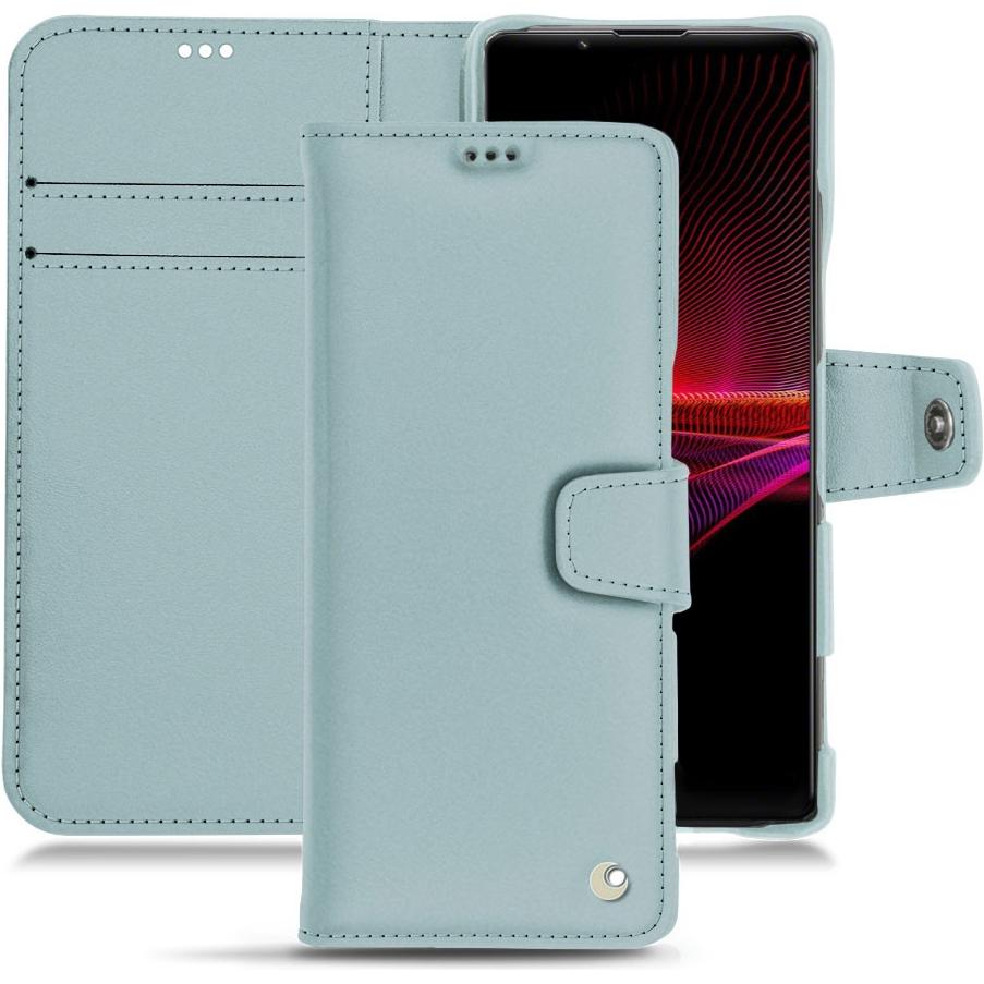 Noreve Lederschutzhülle Wallet (Sony Xperia 1 III), Smartphone Hülle, Blau