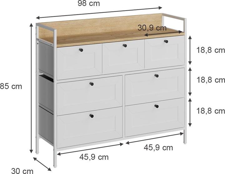 Actual product image Vicco Belaro with 7 drawers (98 x 30 x 85 cm)