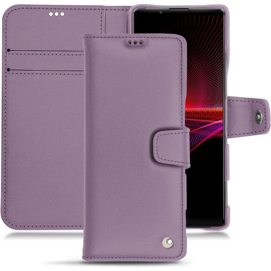Noreve Lederschutzhülle Wallet (Sony Xperia 1 III), Smartphone Hülle, Violett