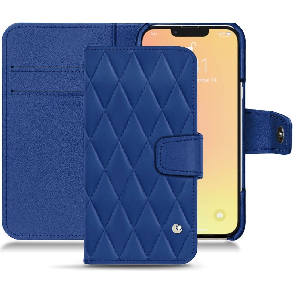 Noreve Lederschutzhülle Wallet (Apple iPhone 13), Smartphone Hülle, Blau