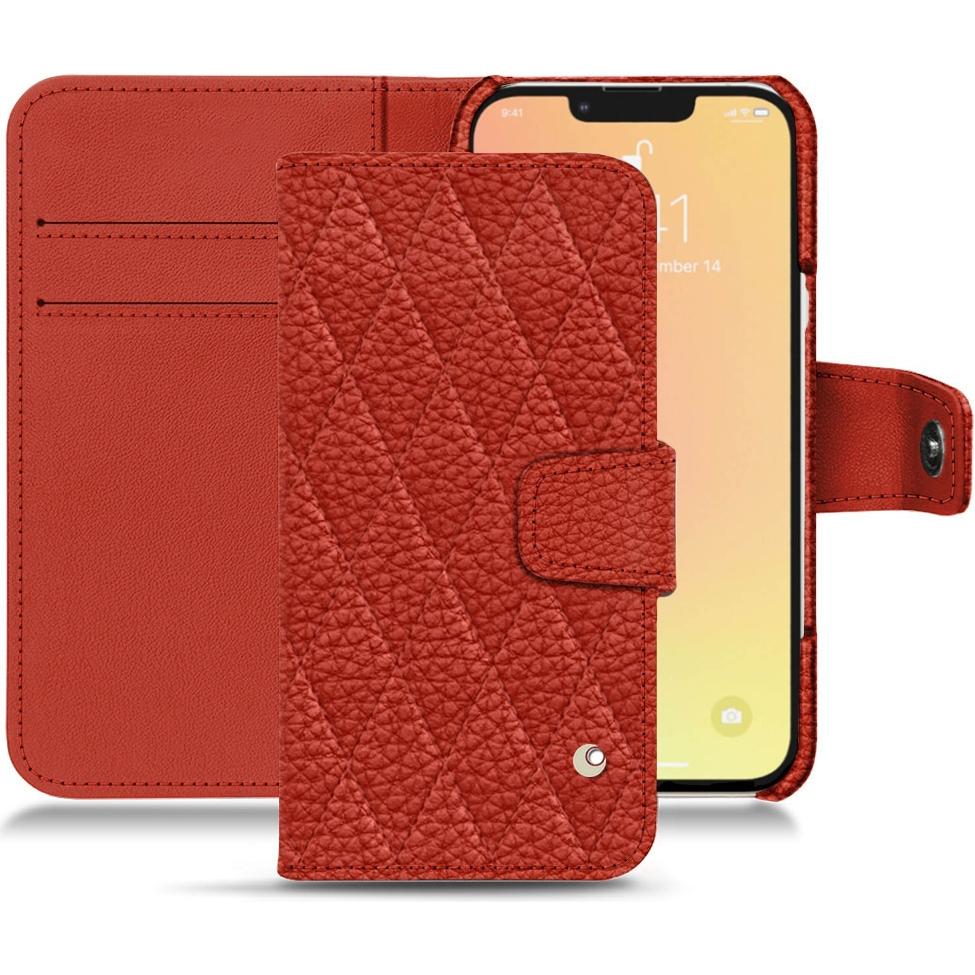 Noreve Lederschutzhülle Wallet (Apple iPhone 13), Smartphone Hülle, Orange