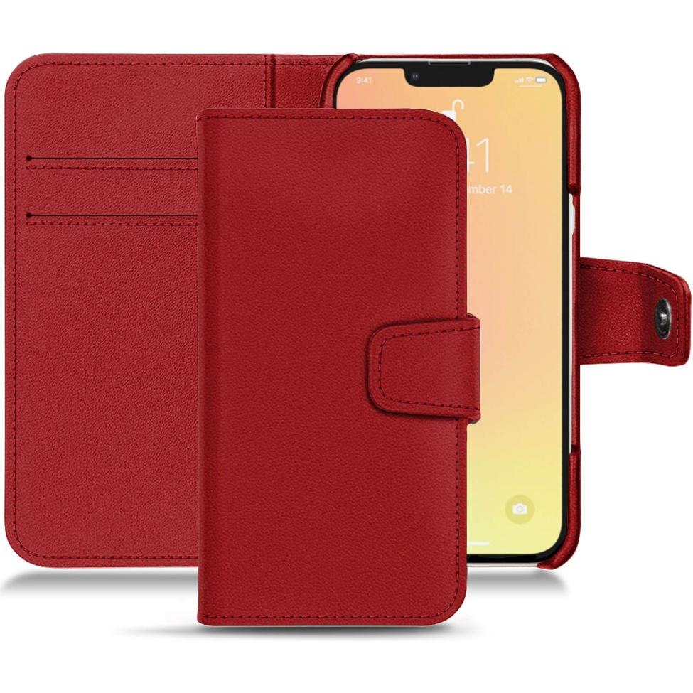 Noreve Lederschutzhülle Wallet (Apple iPhone 13), Smartphone Hülle, Rot