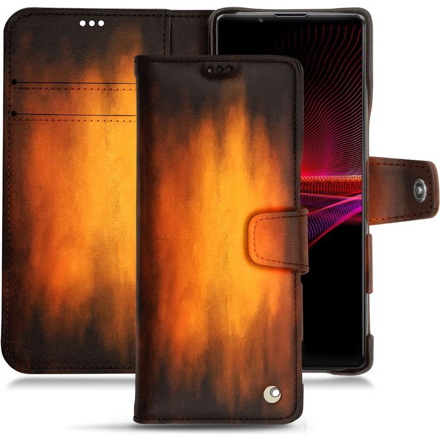Noreve Lederschutzhülle Wallet (Sony Xperia 1 III), Smartphone Hülle, Violett