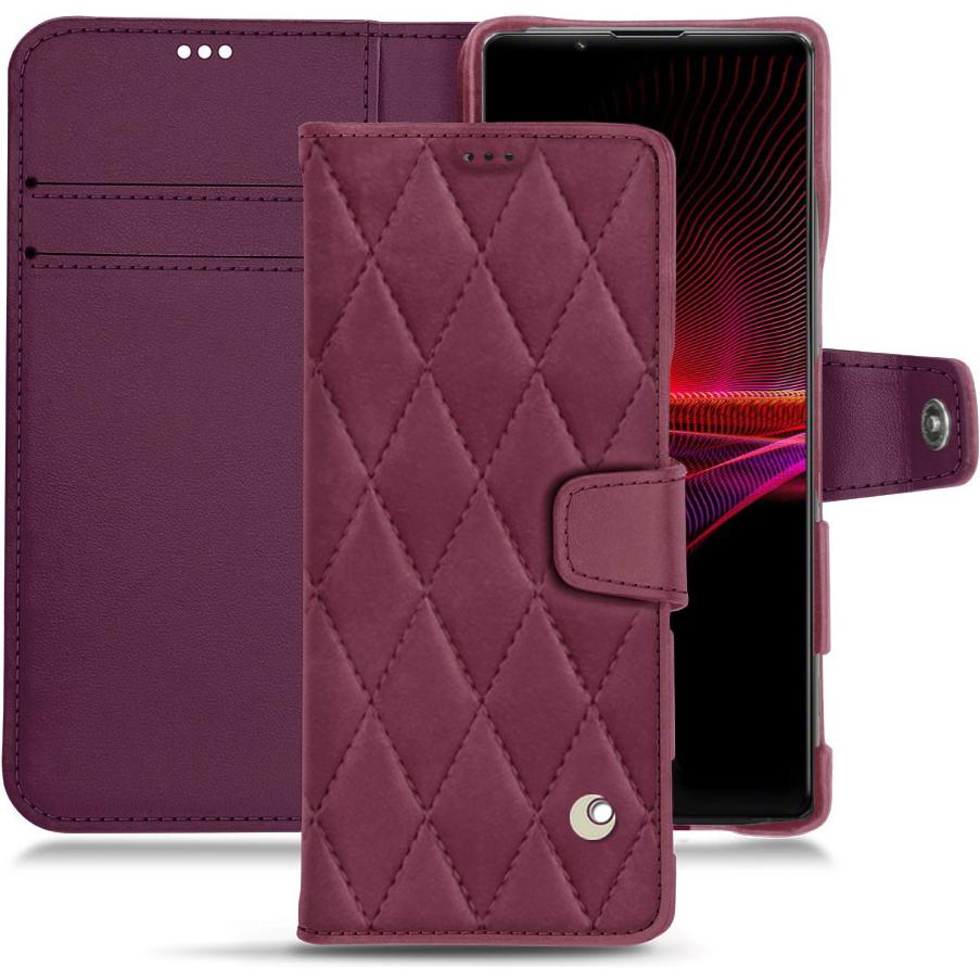 Noreve Lederschutzhülle Wallet (Sony Xperia 1 III), Smartphone Hülle, Violett