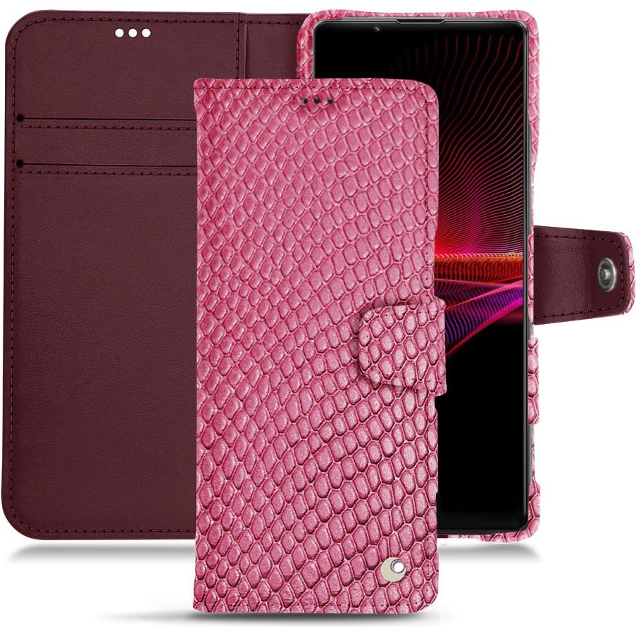 Noreve Lederschutzhülle Wallet (Sony Xperia 1 III), Smartphone Hülle, Rosa
