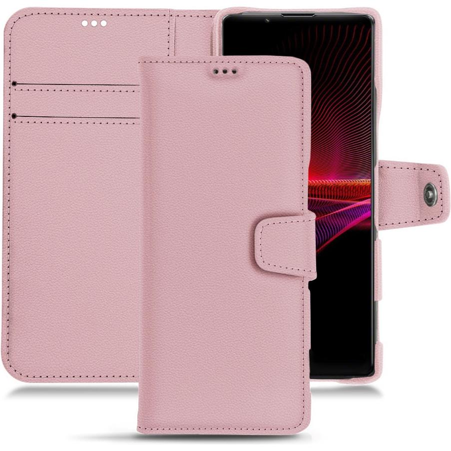 Noreve Lederschutzhülle Wallet (Sony Xperia 1 III), Smartphone Hülle, Rosa