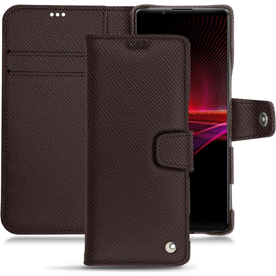 Thumbnail - Noreve Lederschutzhülle Wallet (Sony Xperia 1 III), Smartphone Hülle, Braun