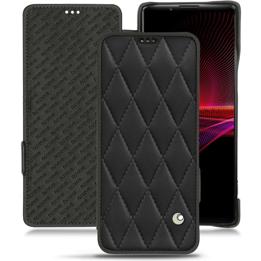 Noreve Lederschutzhülle horizontal (Sony Xperia 1 III), Smartphone Hülle, Schwarz
