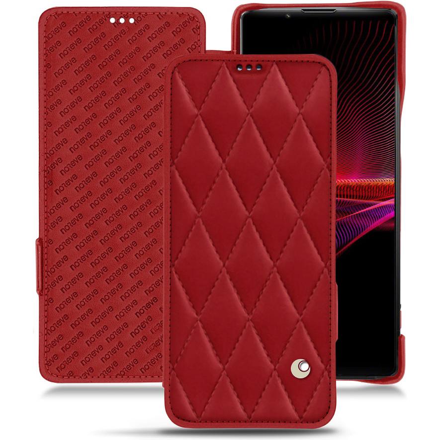 Noreve Lederschutzhülle horizontal (Sony Xperia 1 III), Smartphone Hülle, Rot