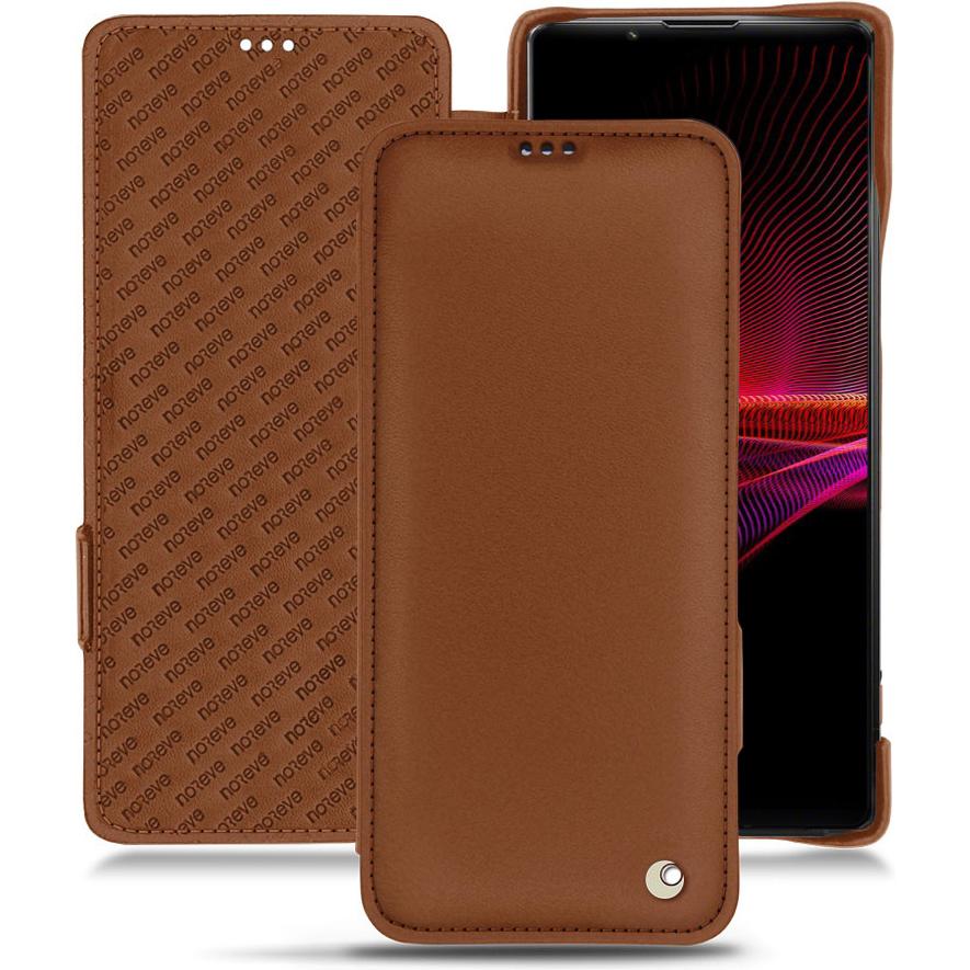 Noreve Lederschutzhülle horizontal (Sony Xperia 1 III), Smartphone Hülle, Braun