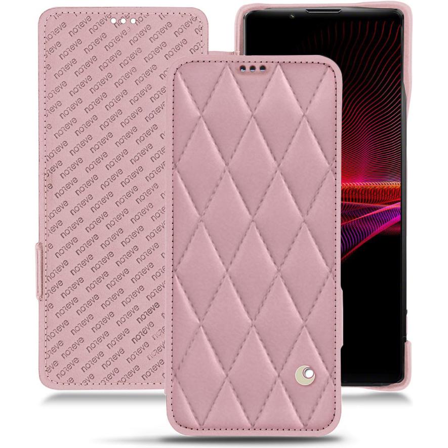Noreve Lederschutzhülle horizontal (Sony Xperia 1 III), Smartphone Hülle, Rosa