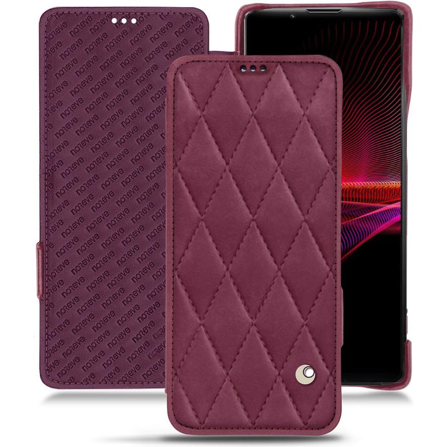 Noreve Lederschutzhülle horizontal (Sony Xperia 1 III), Smartphone Hülle, Violett